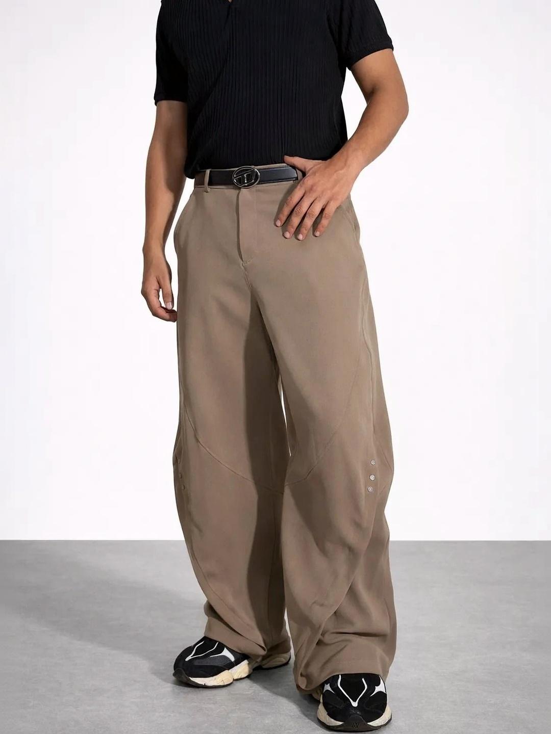 Off Duty India Men Barrel-Fit Mid-Rise Trousers - Image 1