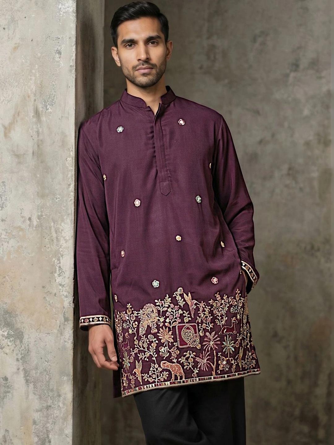 Jompers Men Embroidered Thread Work Kurta - Image 1