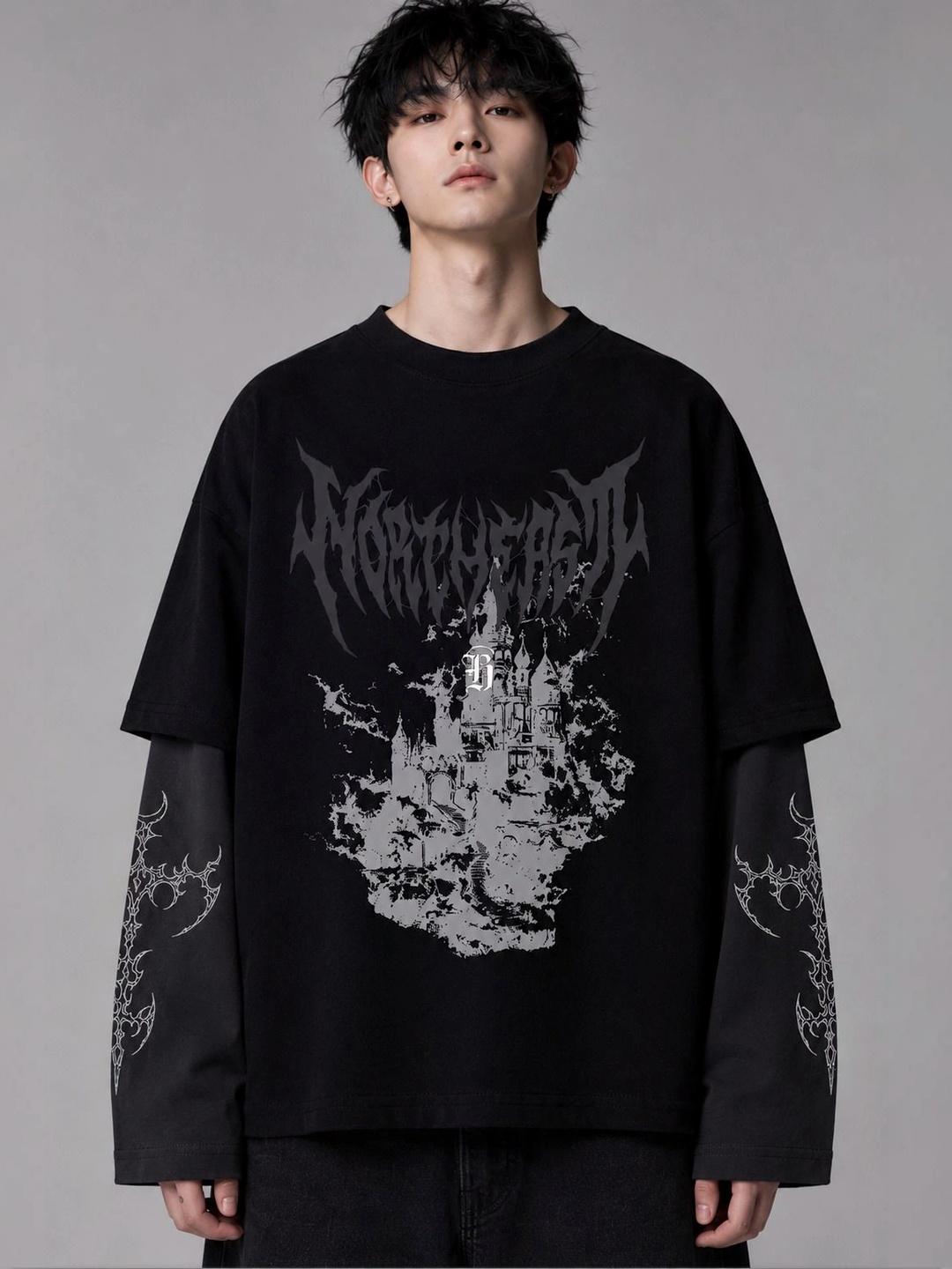 Hauntrex Unisex Cursed Citadel LS Oversized Tee