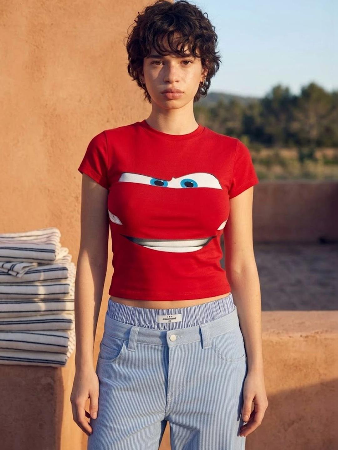 LULU & SKY Women Cars Printed Slim Fit T-shirt - Image 1