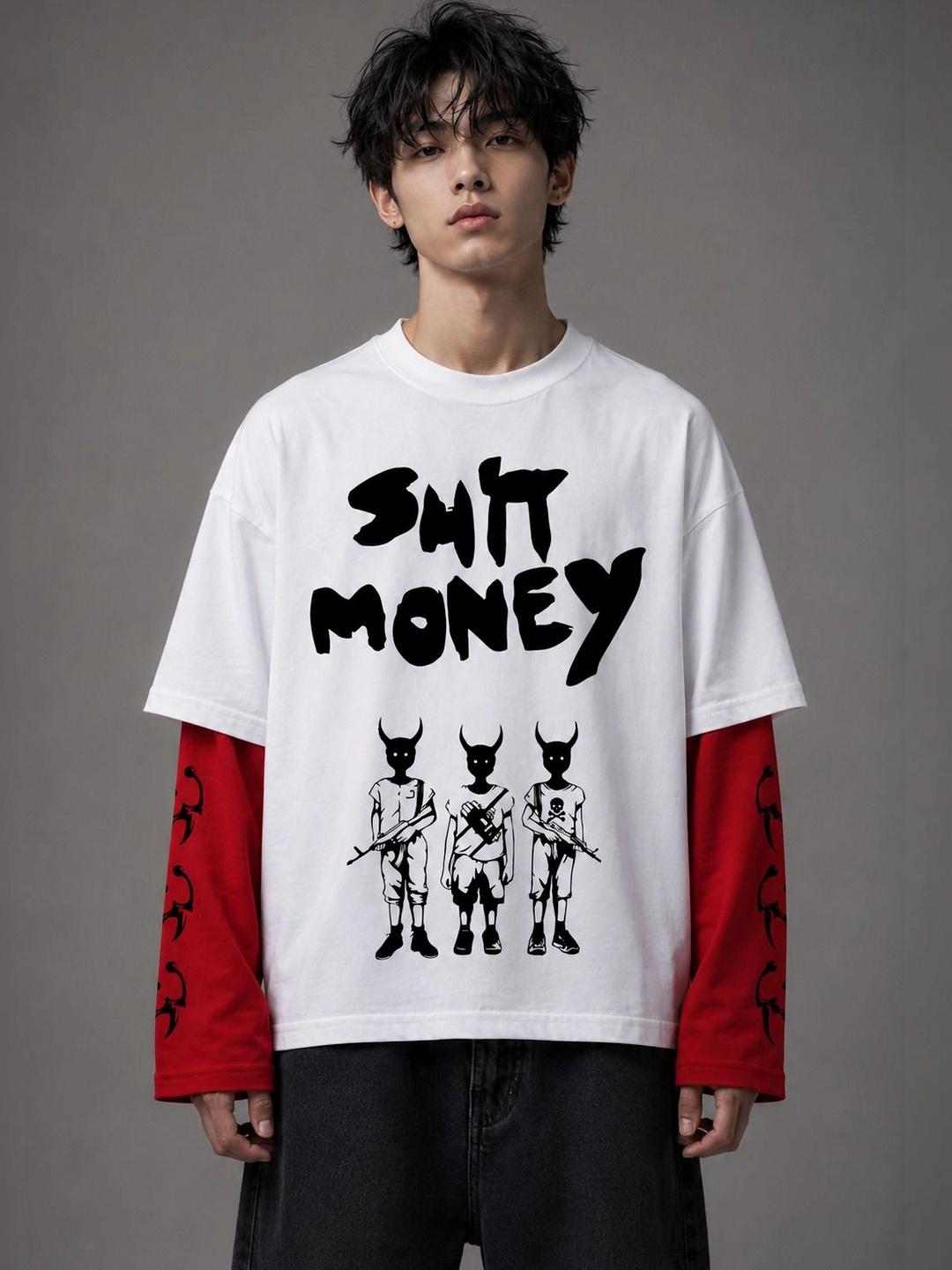 Hauntrex Trapped In Money Oversized Long Sleeve Tshirt - Image 1