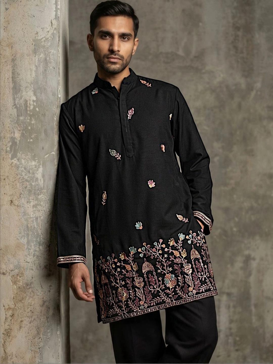 Jompers Men Ethnic Motifs Embroidered Kurta - Image 1