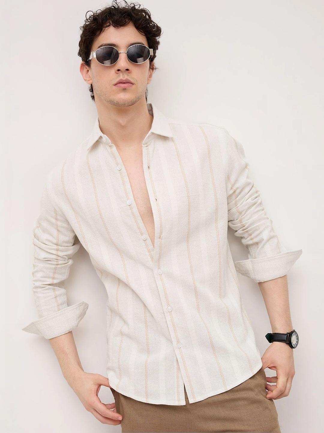VASTRADO Men Classic Slim Fit Striped Casual Shirt
