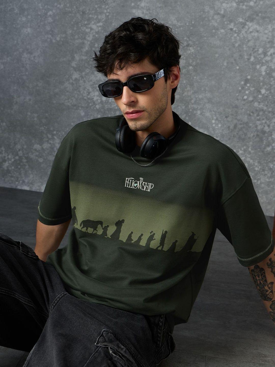 The Souled Store Men Oversized The Lord of the Rings Olive T-Shirt - Image 1