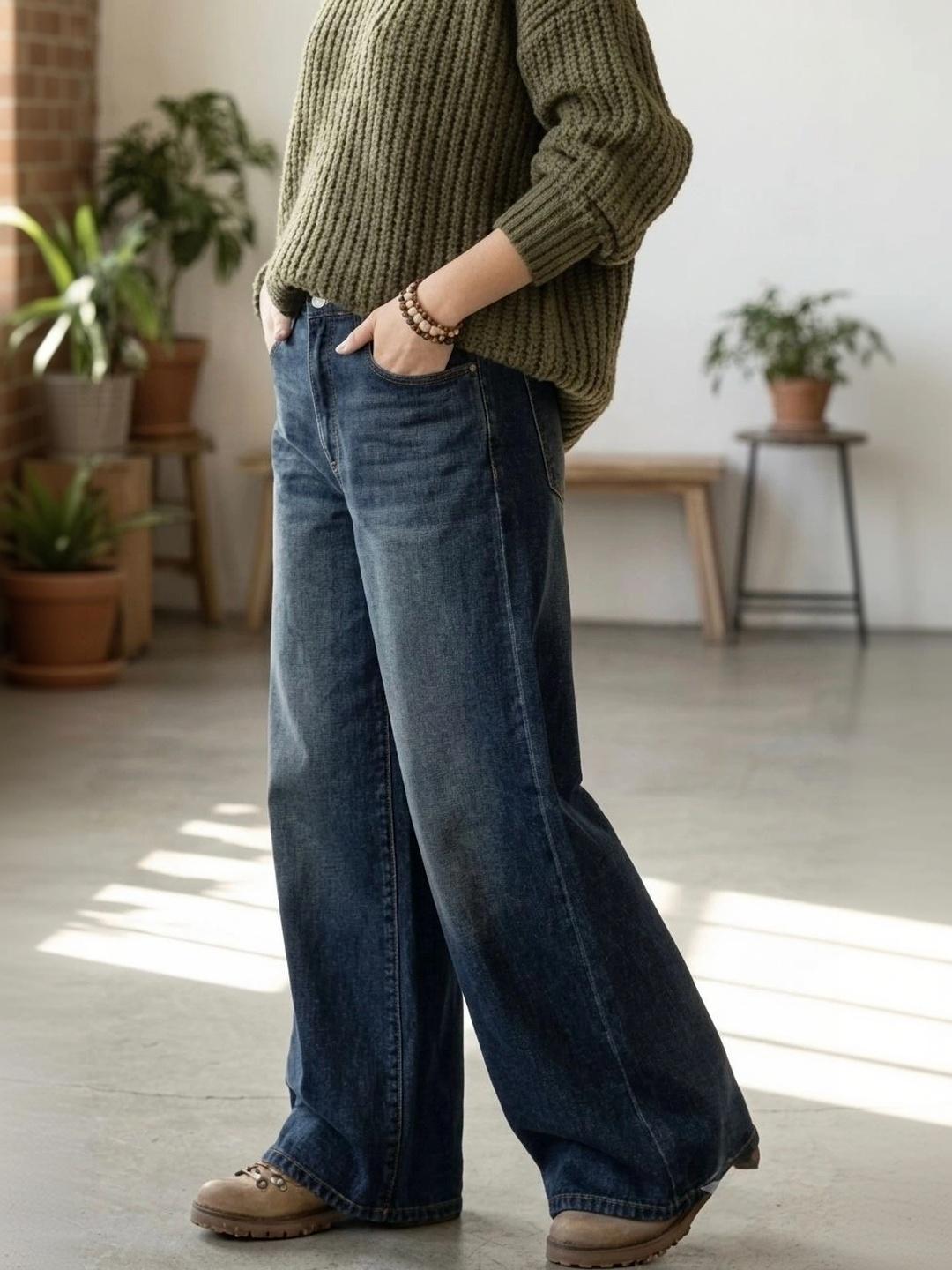Shrutika Women Wide Leg High-Rise Light Fade Stretchable Jeans - Image 1