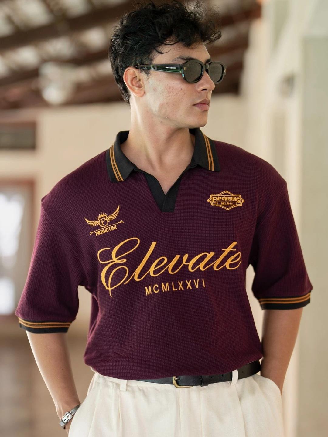Powerlook Men Typography Printed Polo Collar T-shirt - Image 1