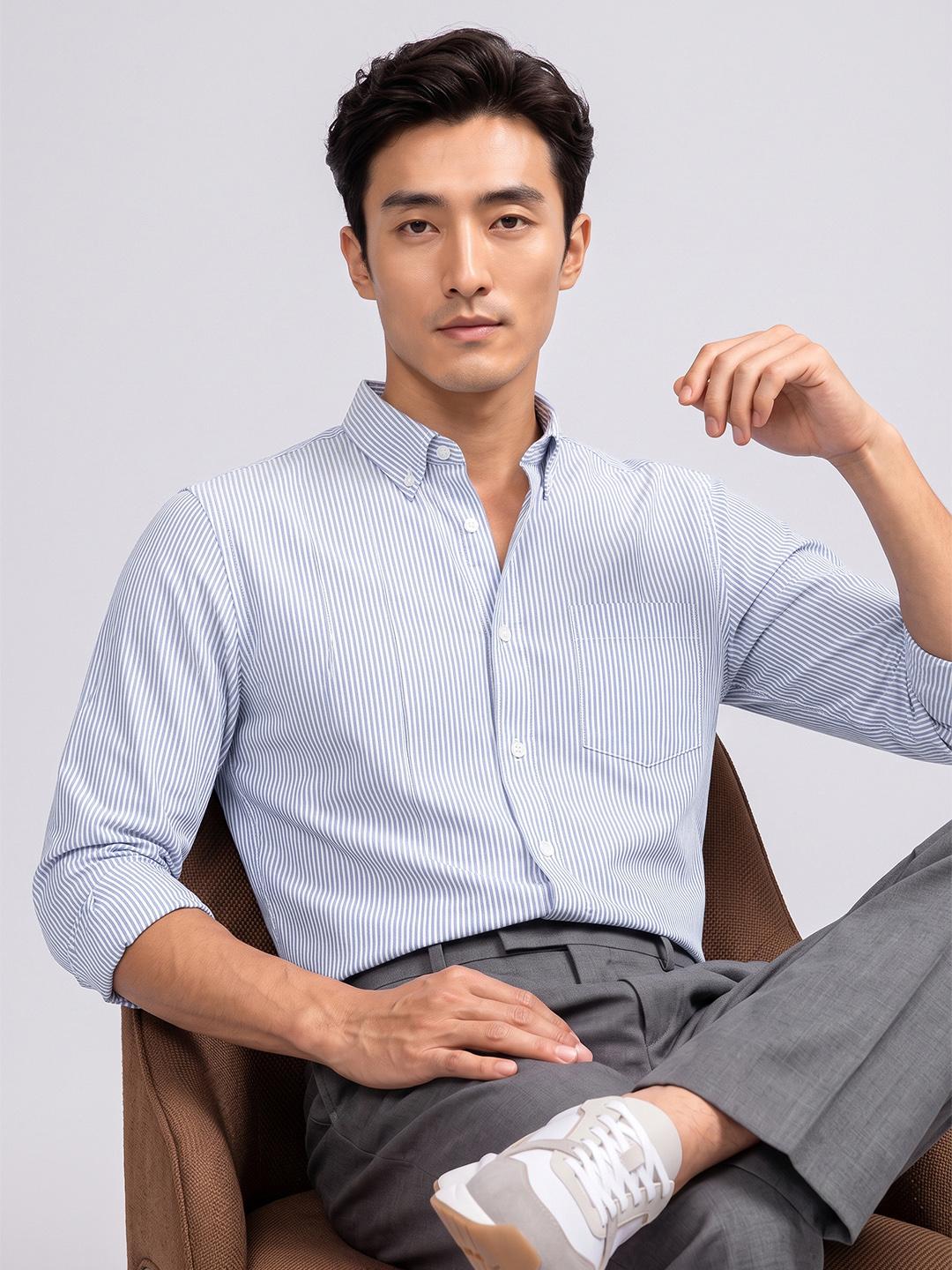 Kenneth Cole Striped Cotton Casual Shirt - Image 1