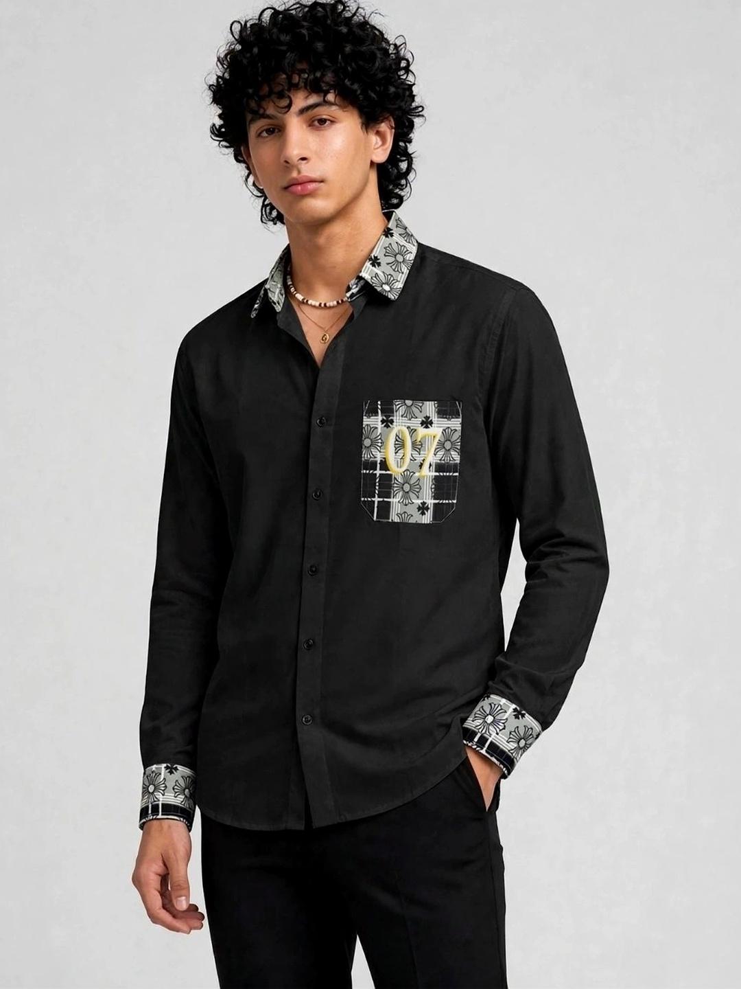 SRI VENKATESWARA FASHION Men Black Floral Print Casual Shirt - Image 1