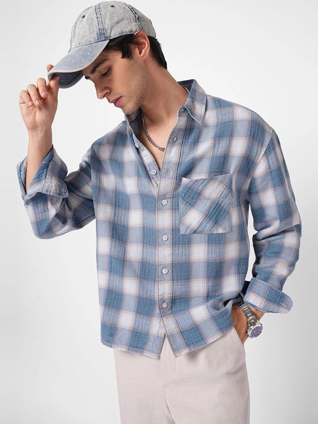 VASTRADO Men Classic Boxy Checked Shirt