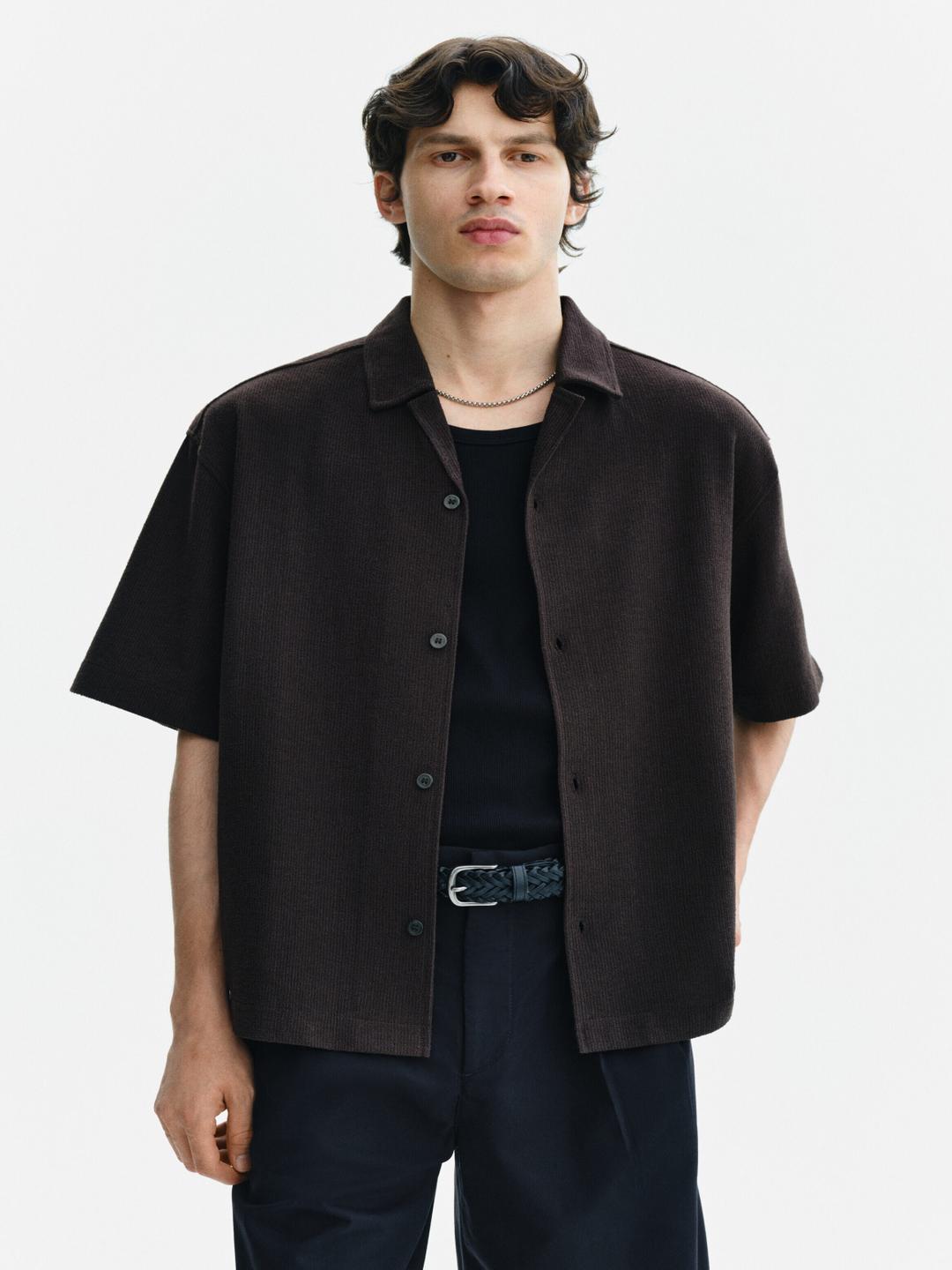 H&M Jacquard Spread Collar Oversized Shirts - Image 1