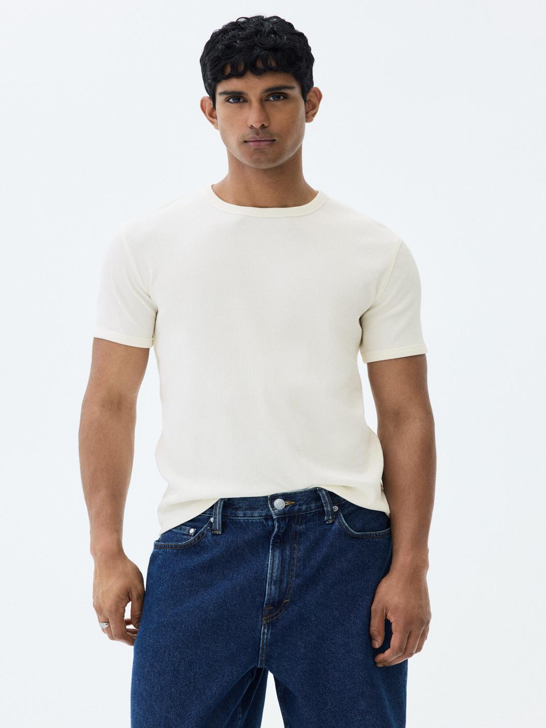 H&M Slim Fit Ribbed T-shirt