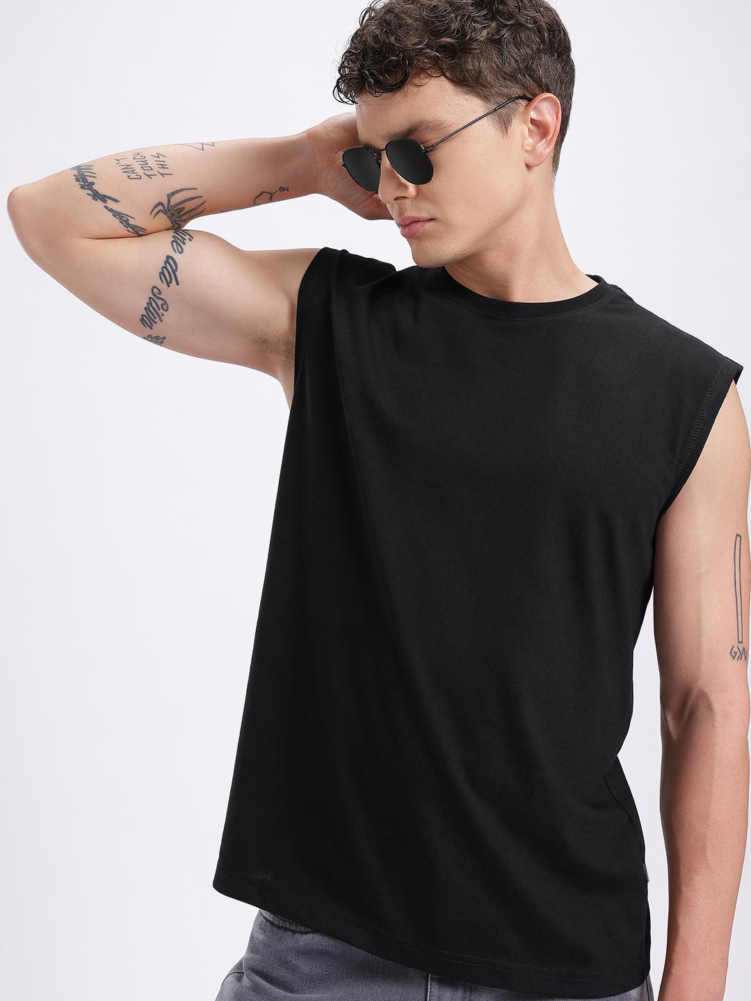 glitchez Sleeveless Oversized Fit T-shirt