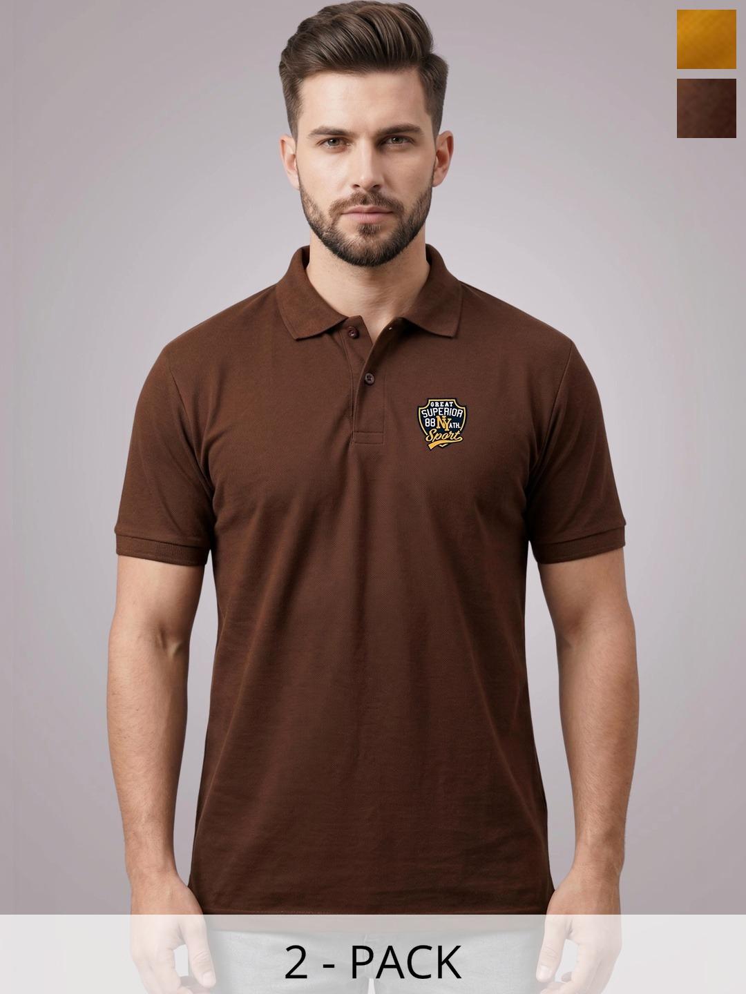 LA MILANO Men Brand Logo 2 Polo Collar Slim Fit T-shirt - Image 1