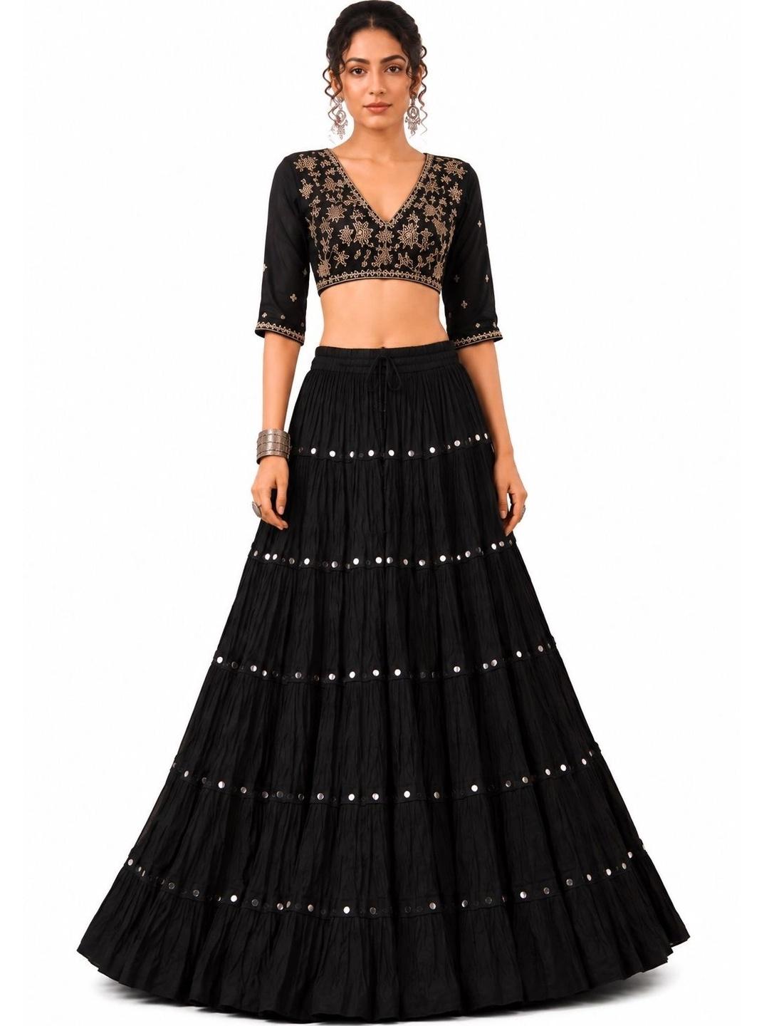 Fabrika16 Women Cotton Blend Cotton Cambric Tiered Maxi Flared Skirt