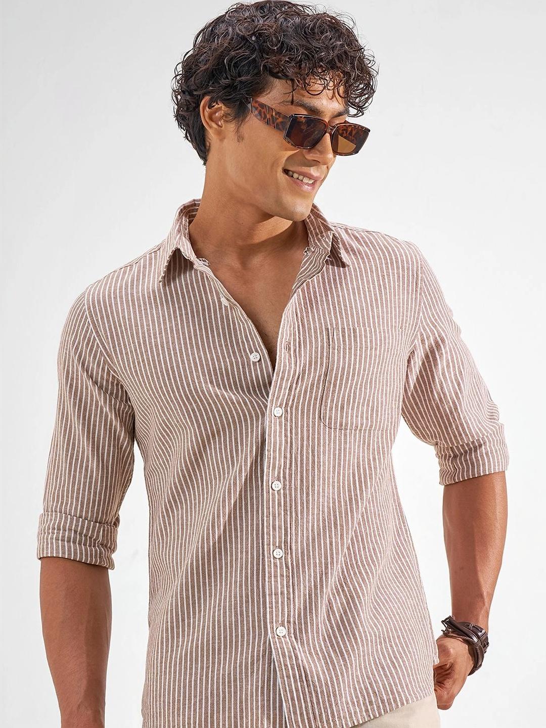 HIGHLANDER Men Slim Fit Striped Casual Shirt - Image 1