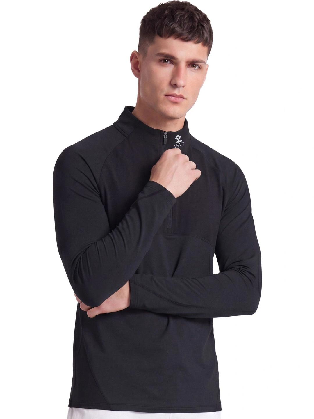 Shrey Men Solid High Neck T-Shirt - Image 1