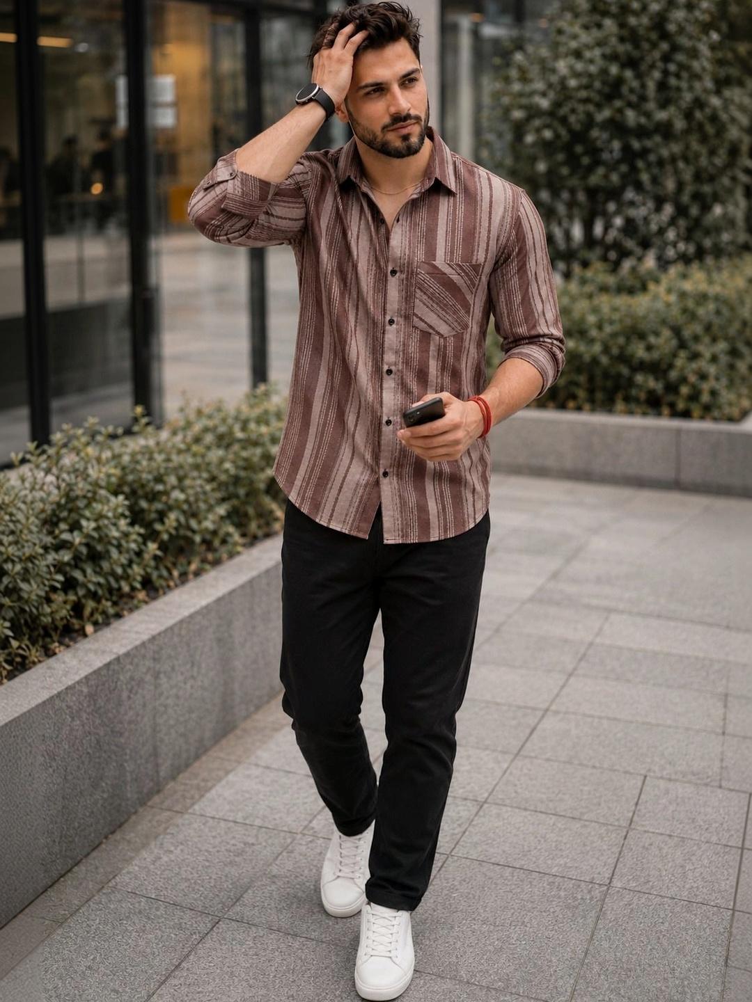 THE BEETEL HOUSE Men Comfort Striped Casual Shirt