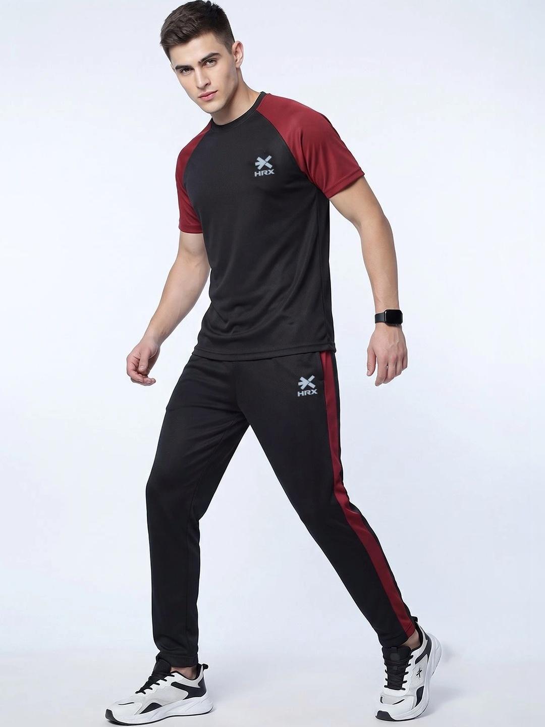 HRX by Hrithik Roshan Colourblocked Round Neck T-Shirt With Joggers - Image 1
