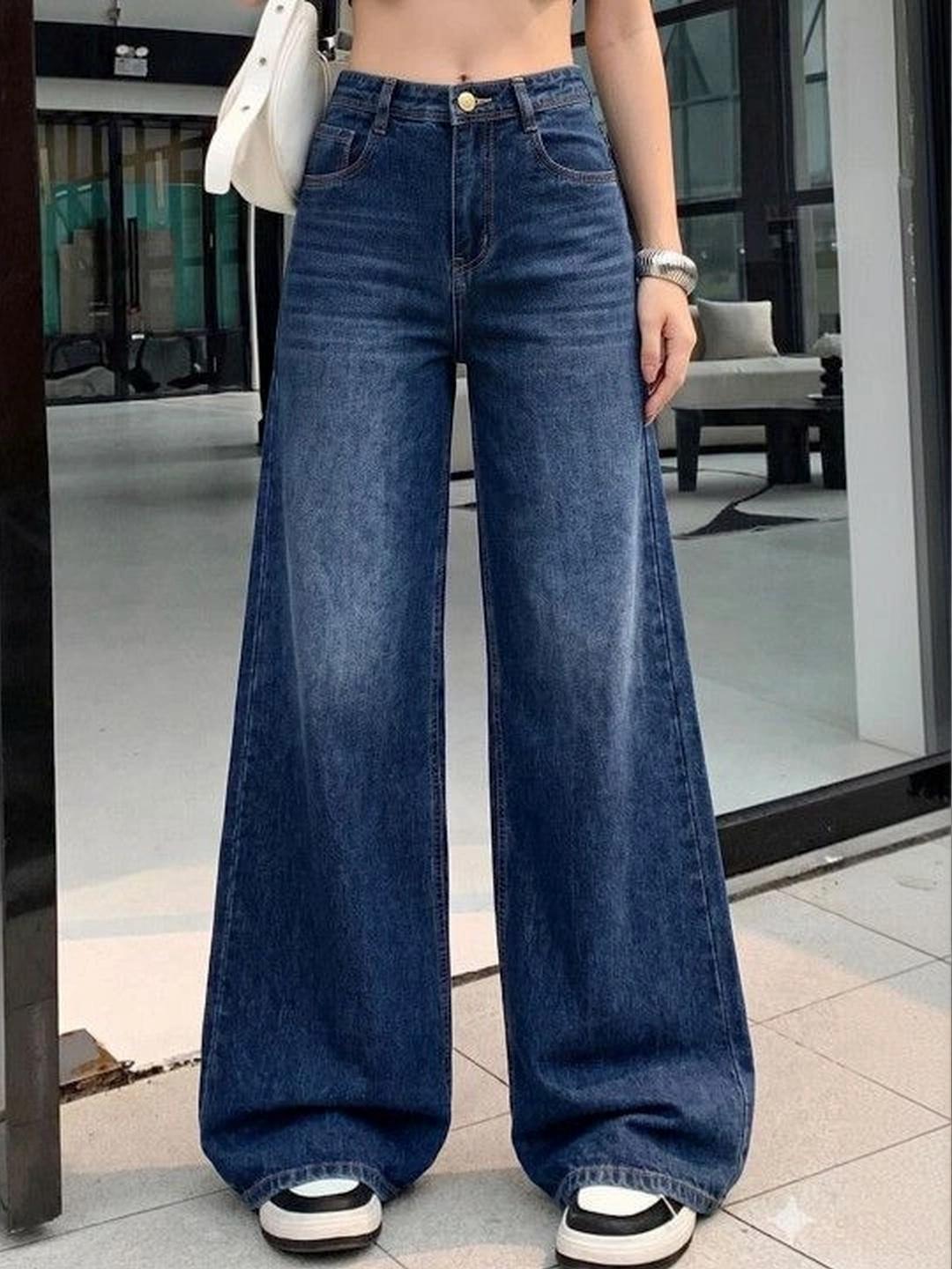 TYFFYN Women Comfort Wide Leg High-Rise Stretchable Jeans
