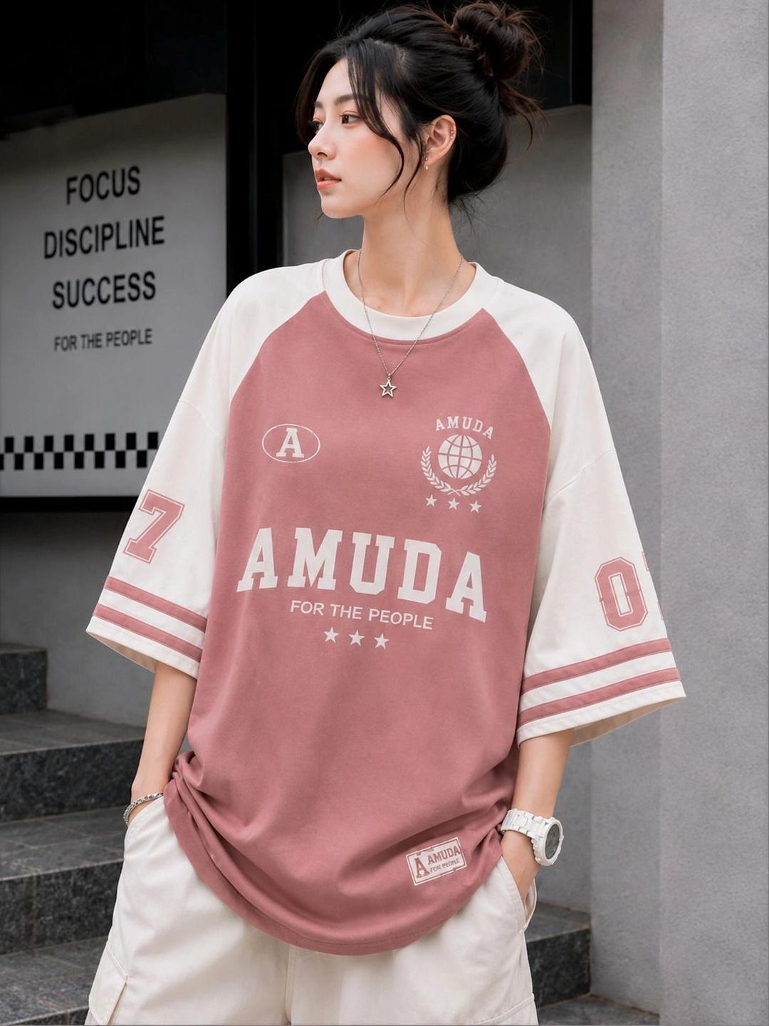 Amuda Women Brand Logo Colourblocked T-shirt - Image 1