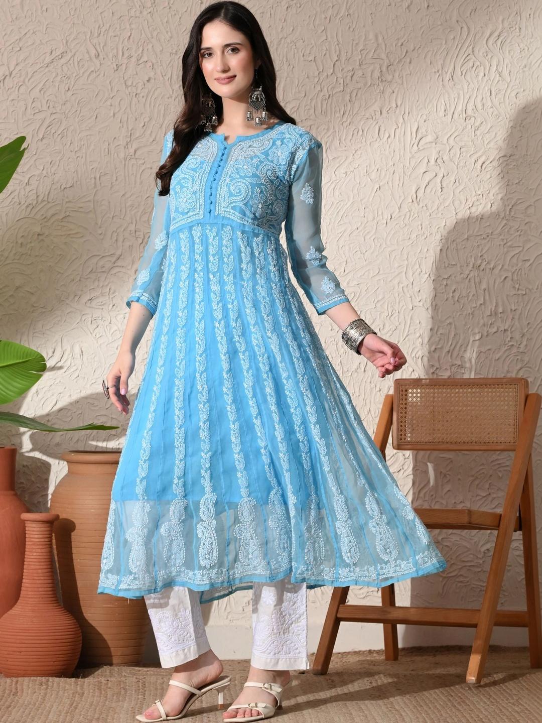 Buy Fashionable Chikan Handikraft Women Embroidered Chikankari