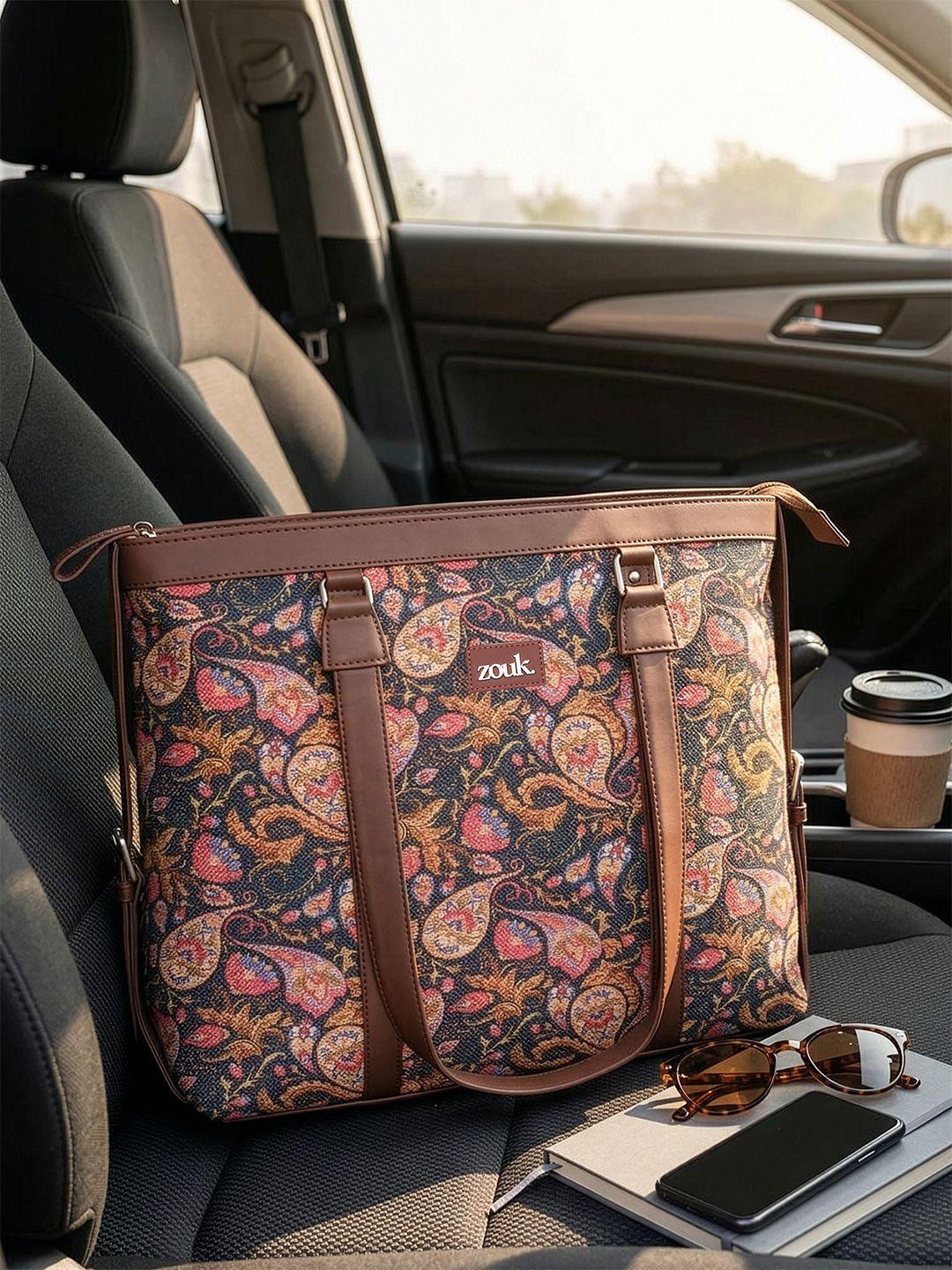 ZOUK Navy Blue & Pink 16 Inch Laptop Tote Bag - Image 1