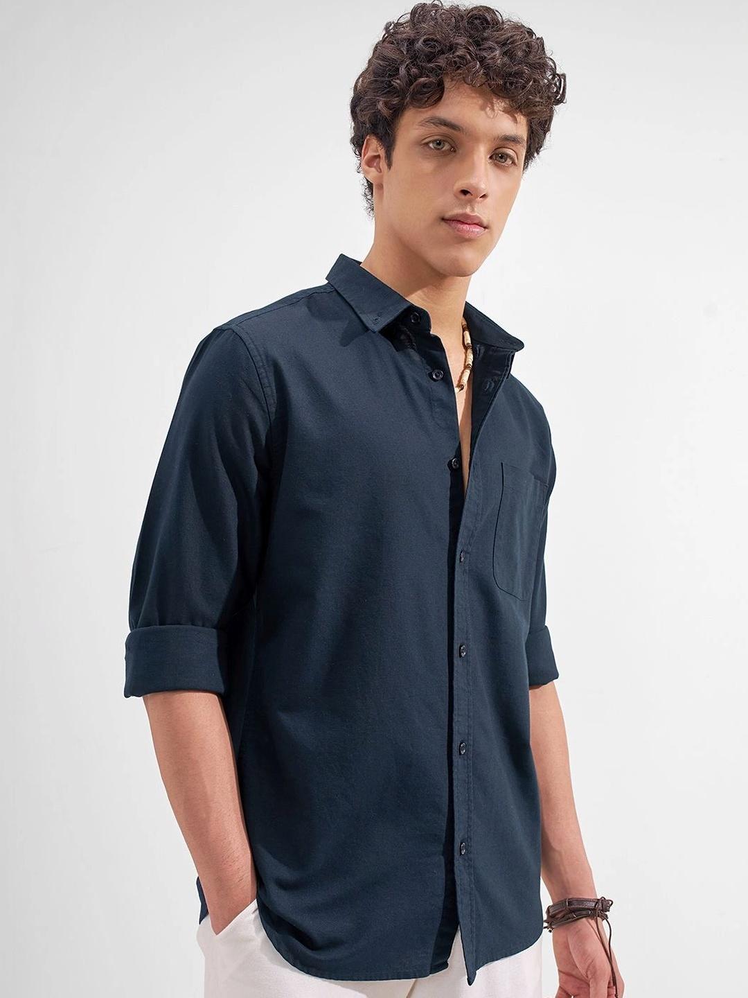 Highlander Cotton Solid Oxford Button Down Shirt - Image 1