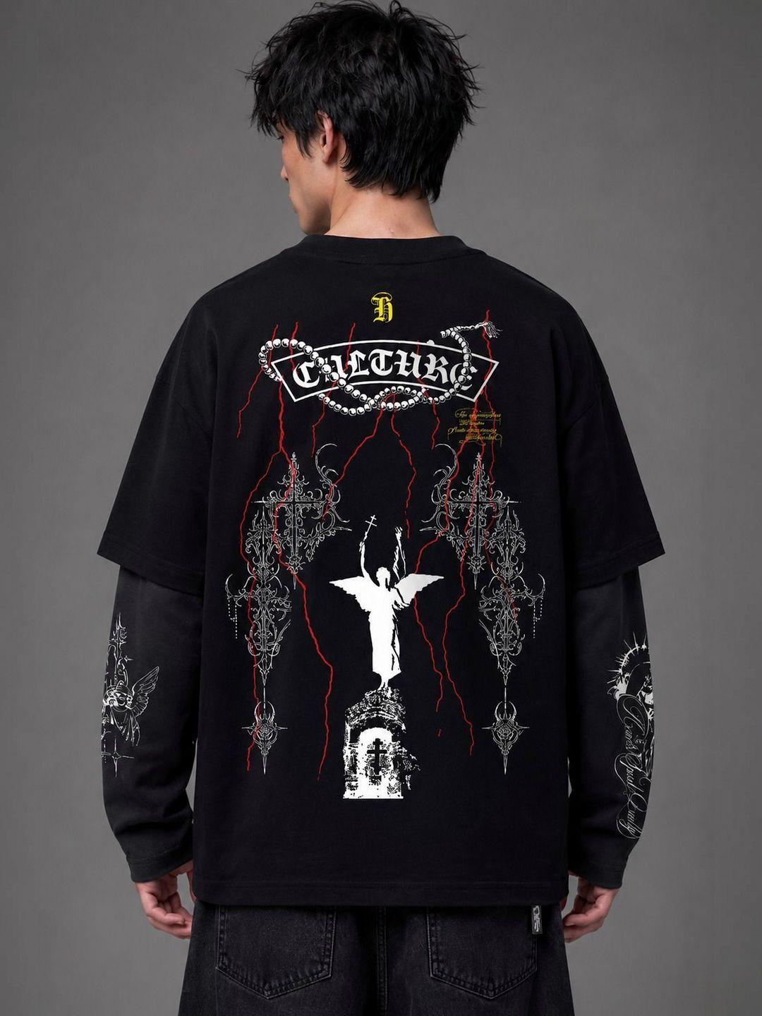 Hauntrex Unisex Thrive Printed Long Sleeve Oversized Tee