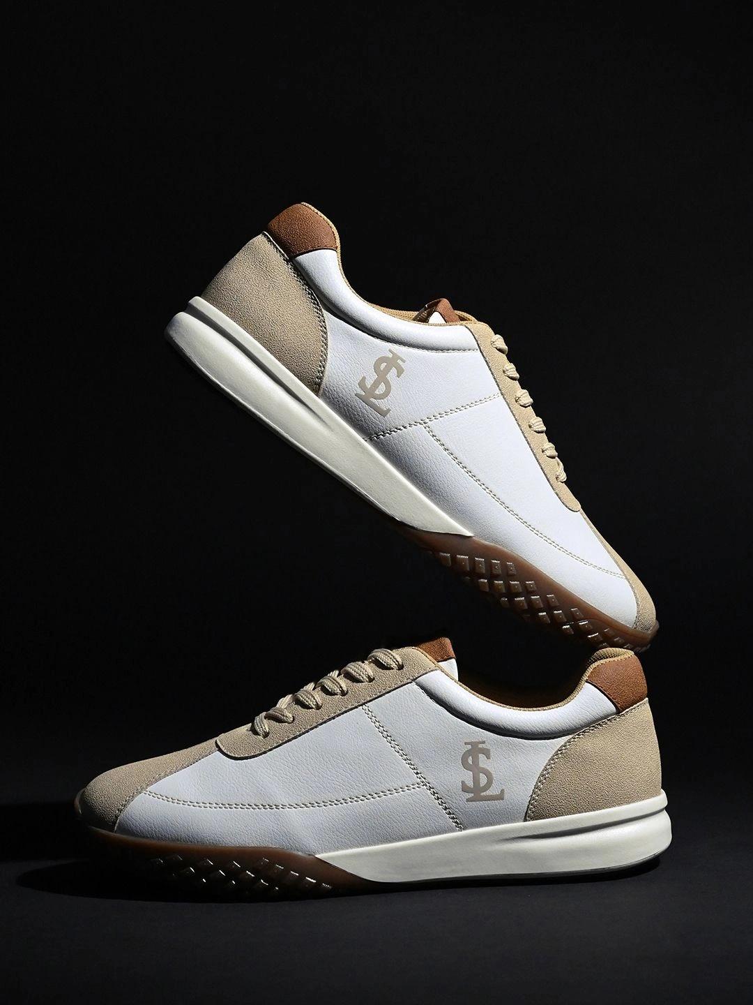 LOUIS STITCH Men White and Beige Lace-Up Sneaker