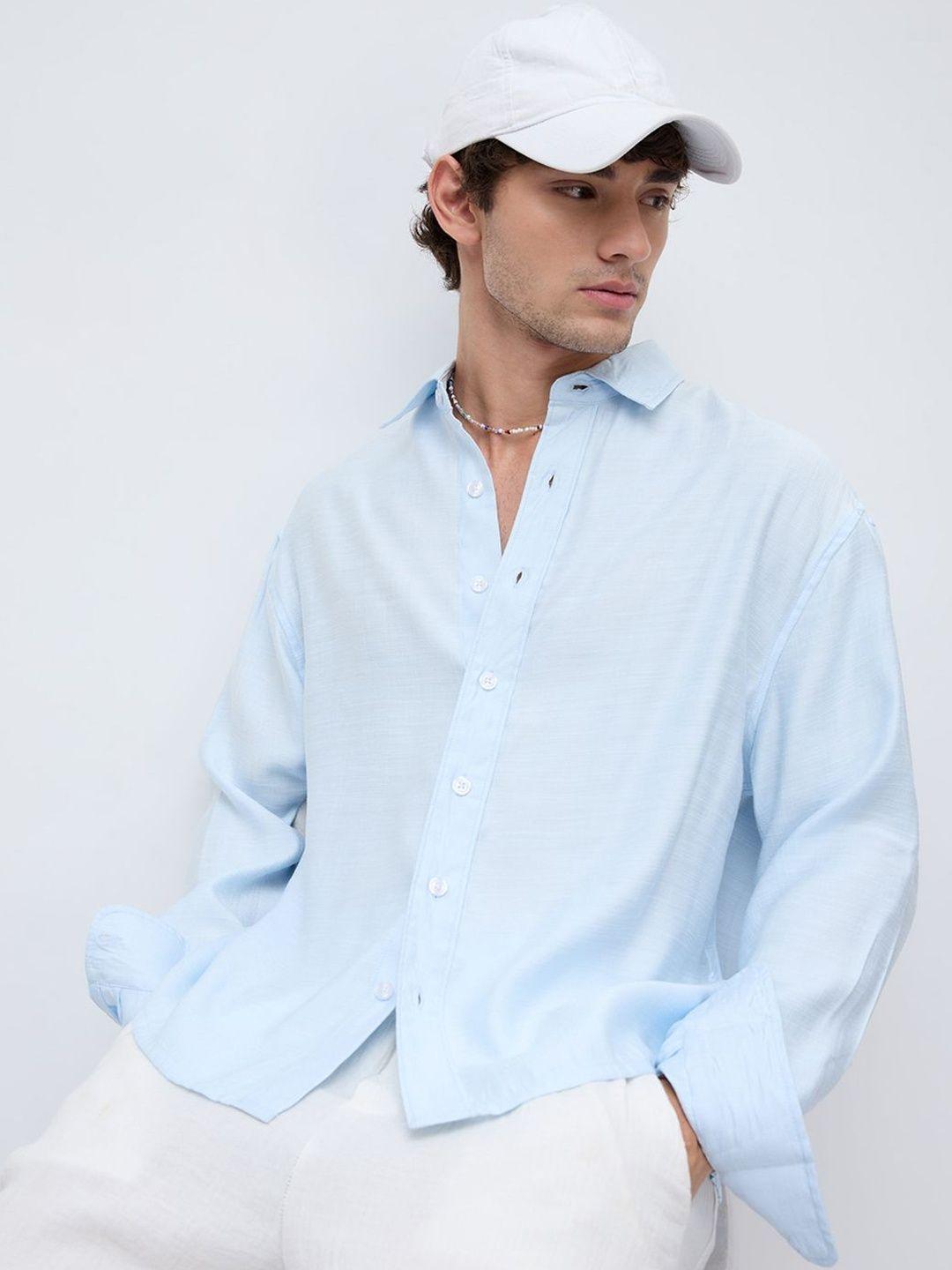VASTRADO Arctic Breeze Textured Boxy Crop Shirt