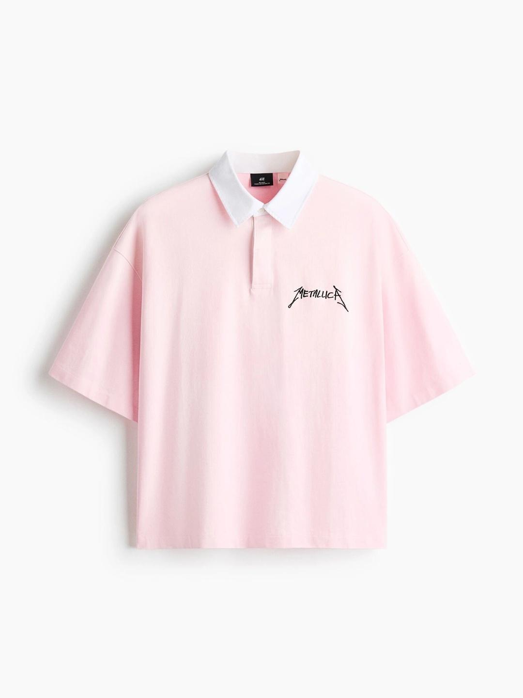 H&M Men Typography Printed Polo Collar T-shirt