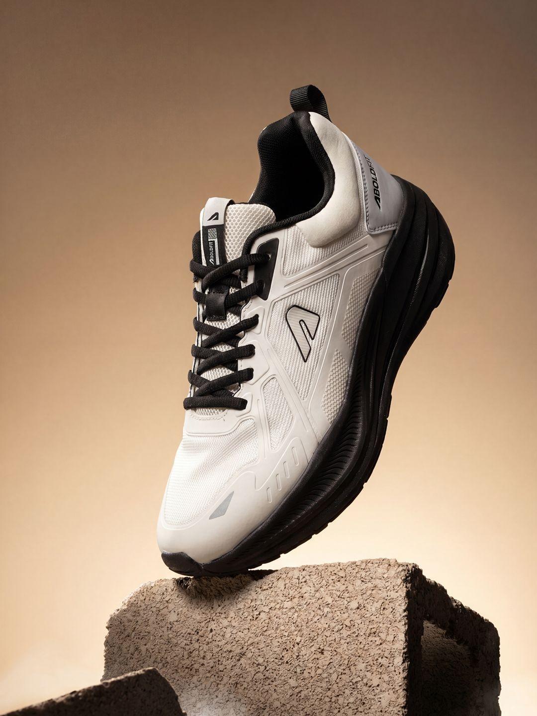 BOLDFIT Men Off-White Black PaceX Running Shoes - Image 1