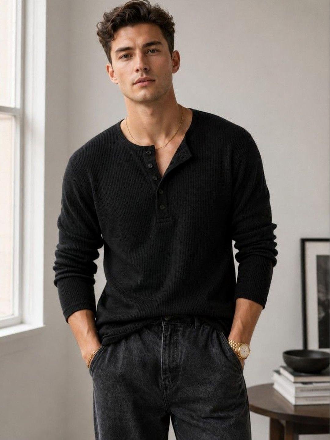 Netclick Men Henley Neck T-shirt - Image 1