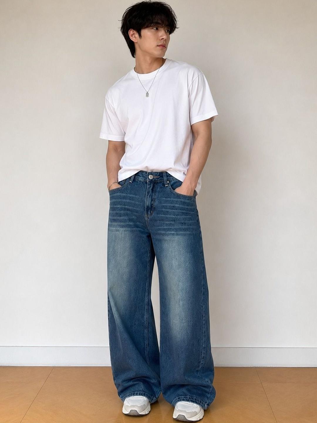 Line out line Men Wide Leg High-Rise Jeans