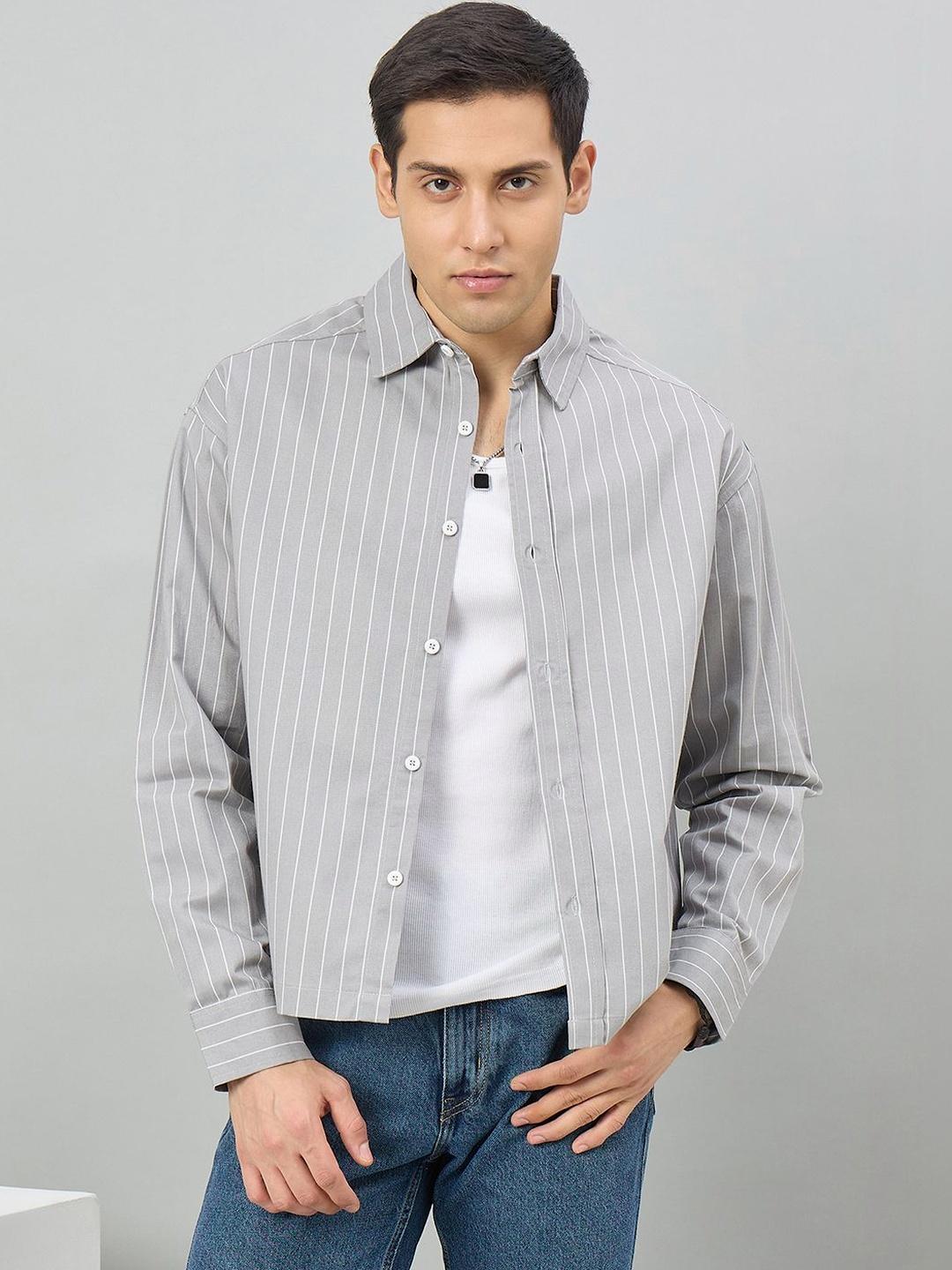 CHIMPAAANZEE Men Boxy Striped Casual Shirt - Image 1