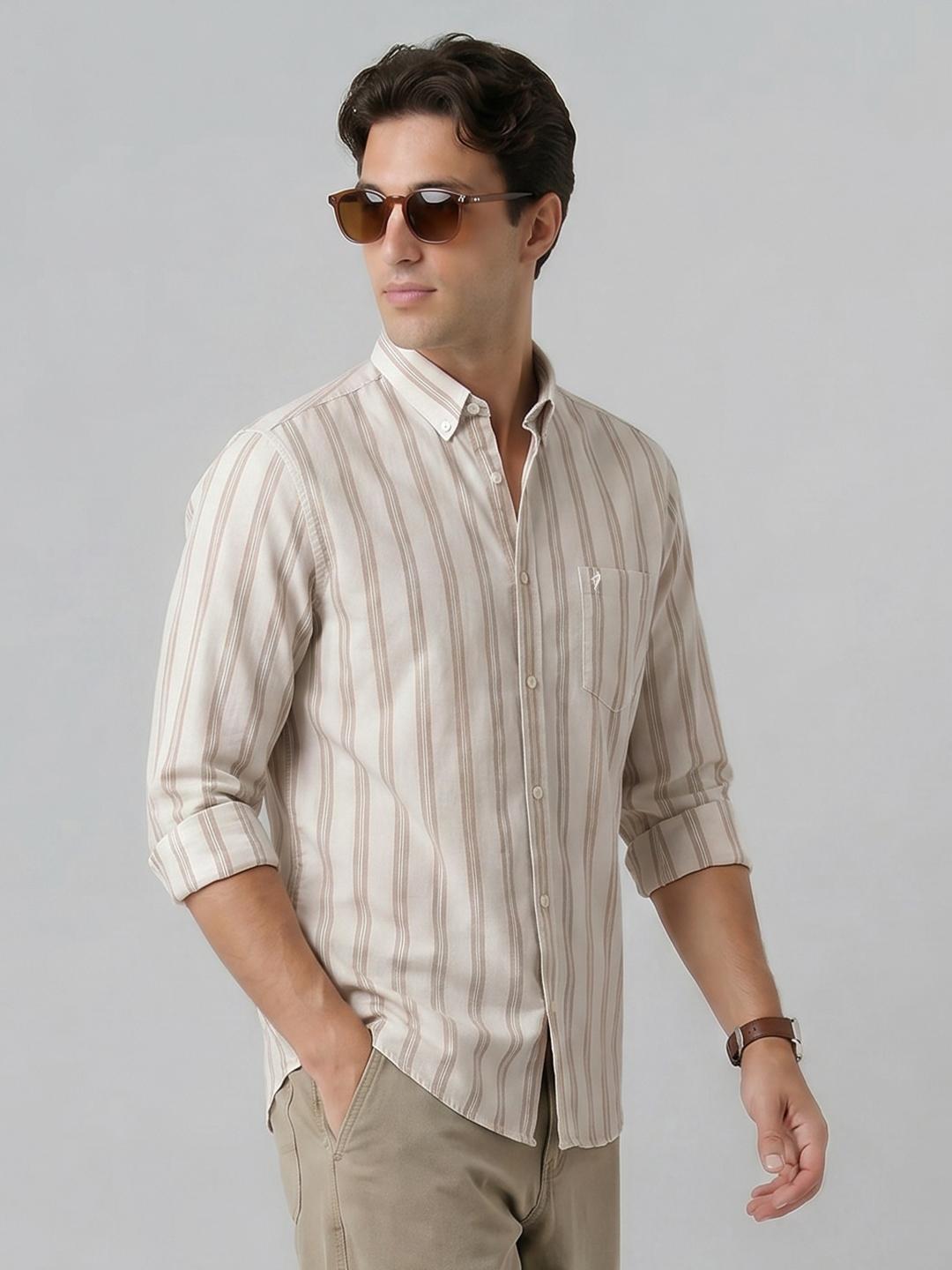 Indian Terrain Vertical Striped Cotton Shirt - Image 1