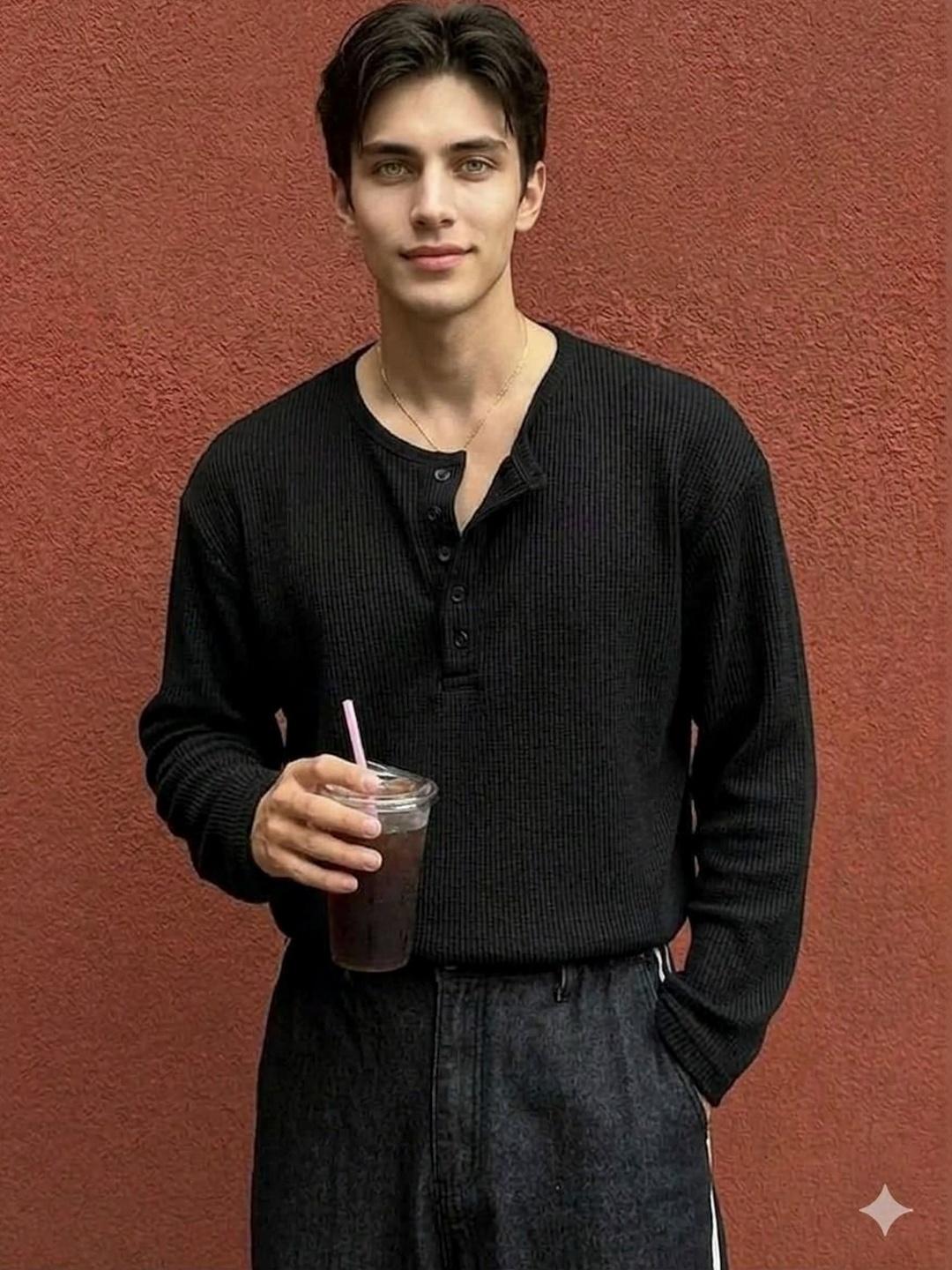 Netclick Men Henley Neck T-shirt
