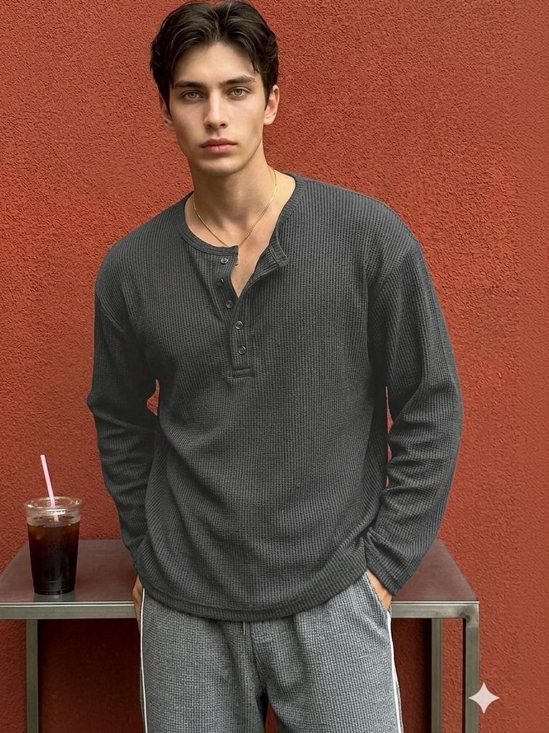 Netclick Men Henley Neck T-shirt