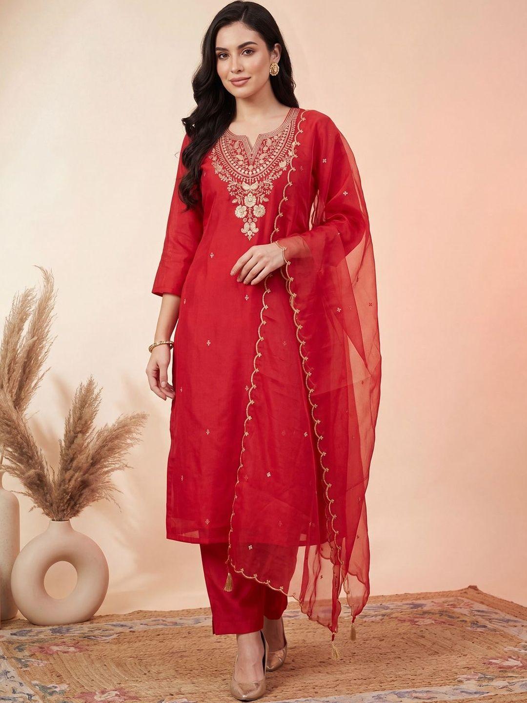 Indo Era Women Ethnic Motifs Embroidered Kurta with Trousers & Dupatta