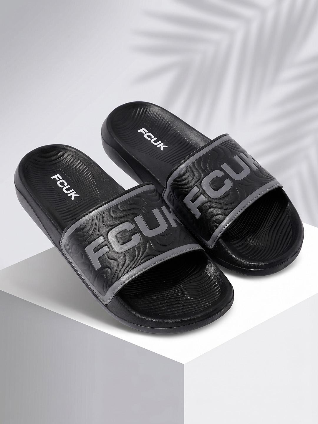 FCUK Men Self Design Sliders - Image 1
