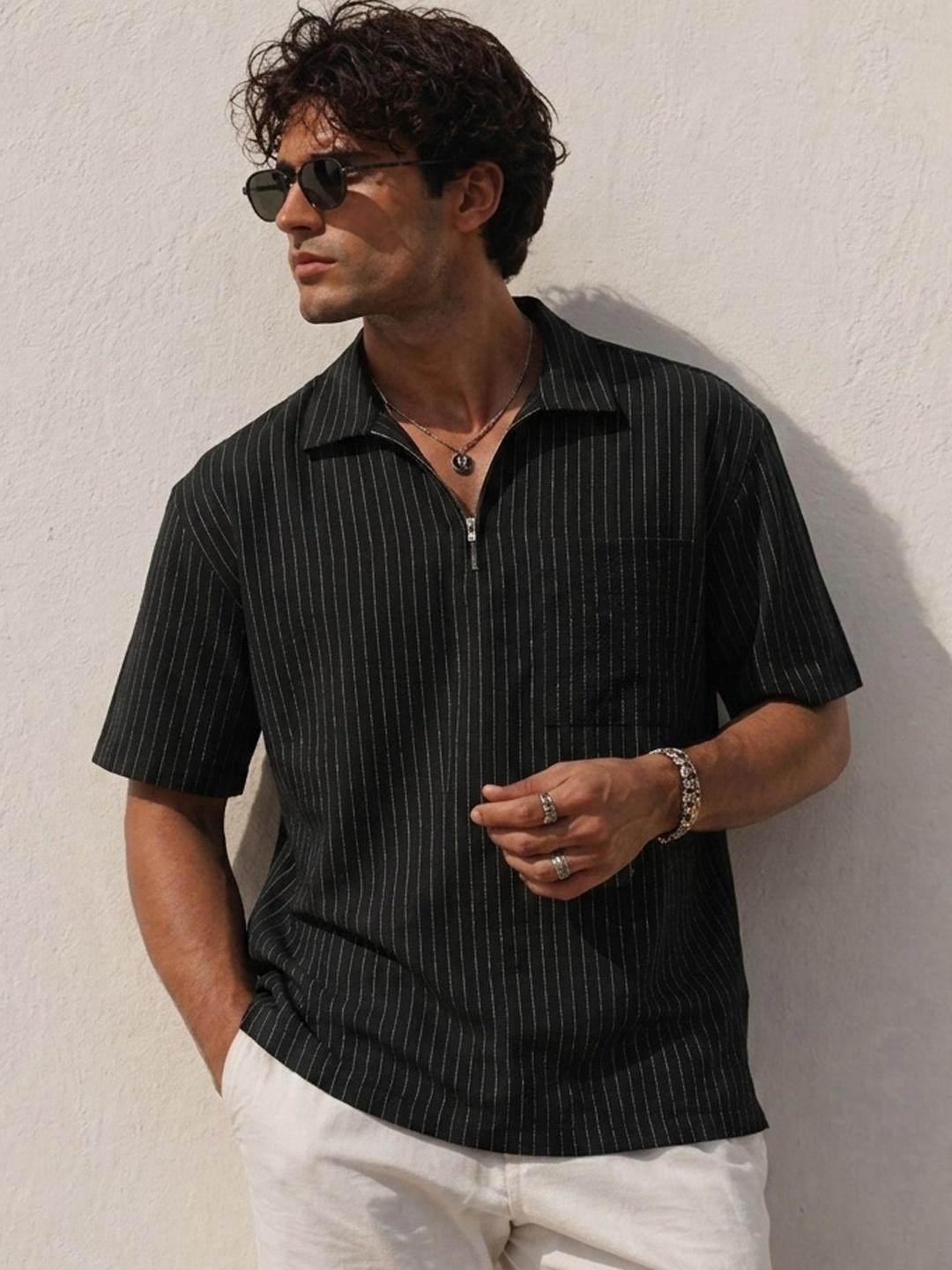 Powerlook Men Boxy Striped Casual Shirt