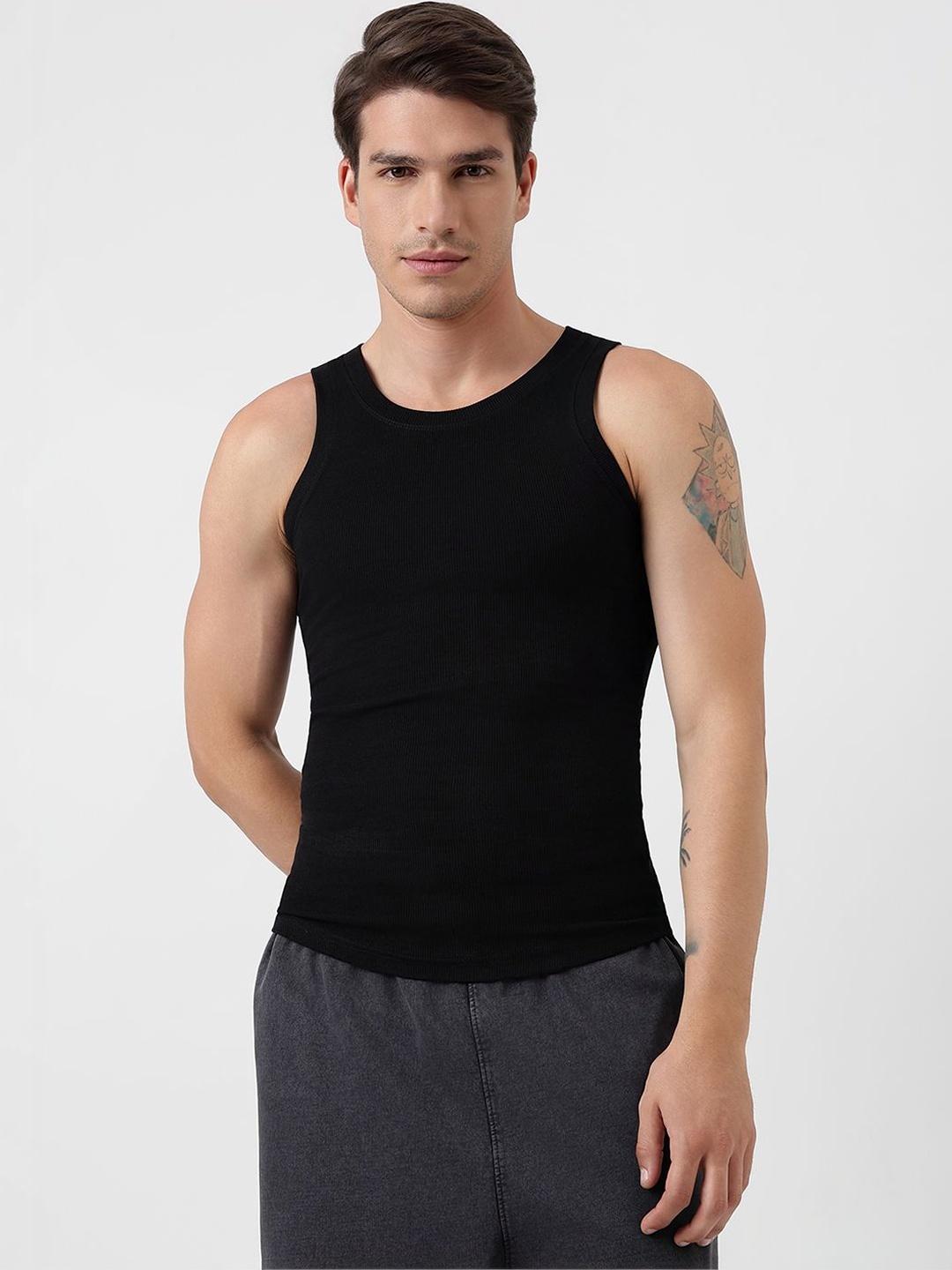 MuscleBlaze Black Cotton Undershirt Vest - Image 1