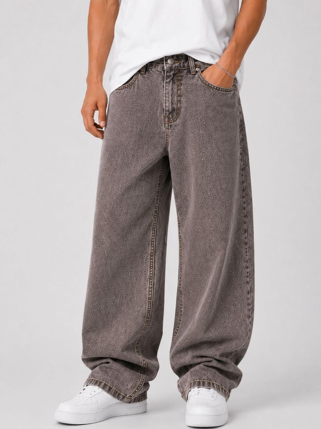 Yungistan Men Comfort Mid-Rise Printed Jeans