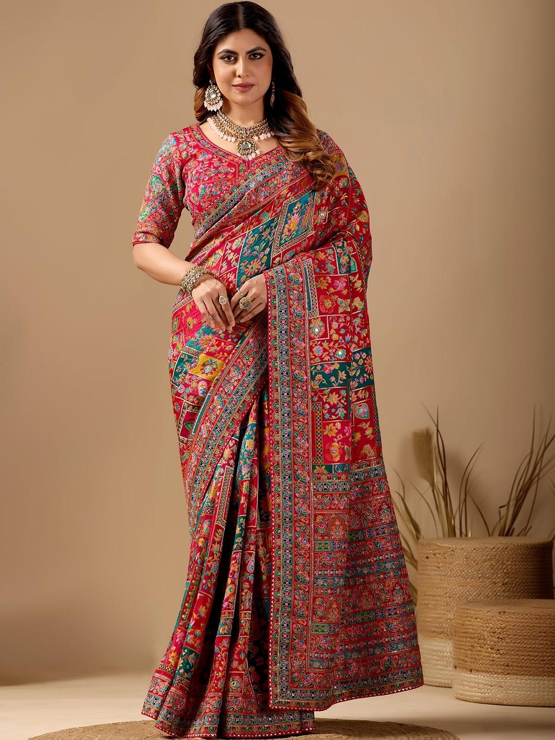 Rang Vastra Paisley Embroidered Art Silk Banarasi Saree - Image 1