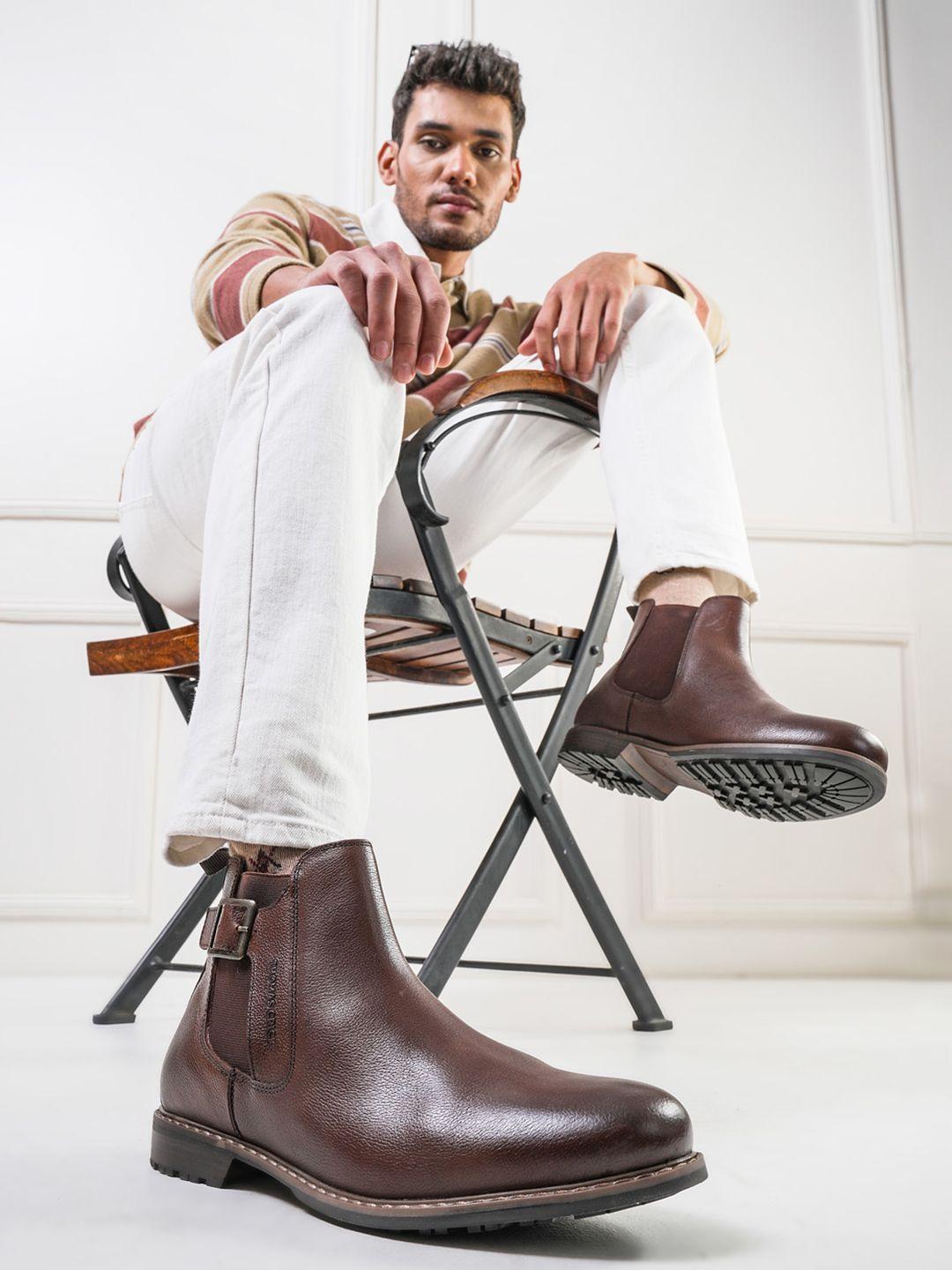 THOMAS CRICK Men Buckle Detail Leather Chelsea Boots - Image 1
