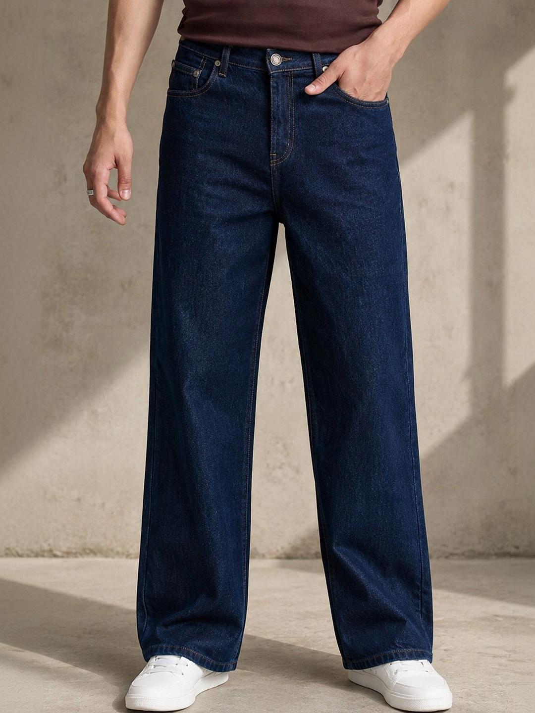 LEVORCE Men Relaxed Fit Mid-Rise Stretchable Denim Jeans Blue - Image 1