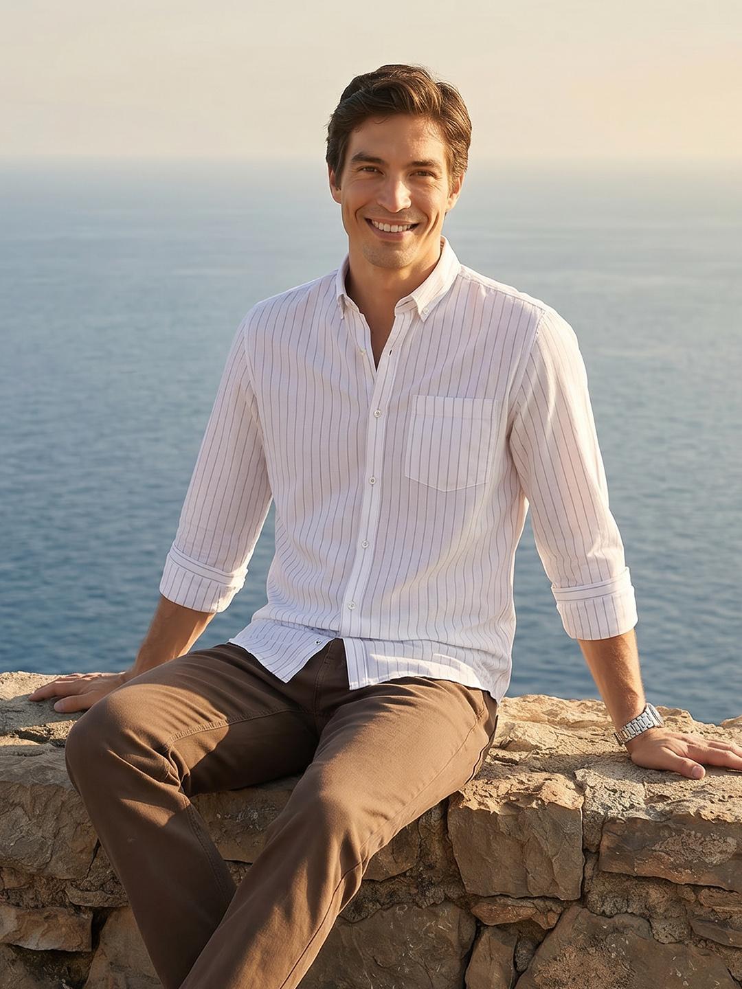 Mast & Harbour Slim Fit Cotton Linen Casual Shirt - Image 1