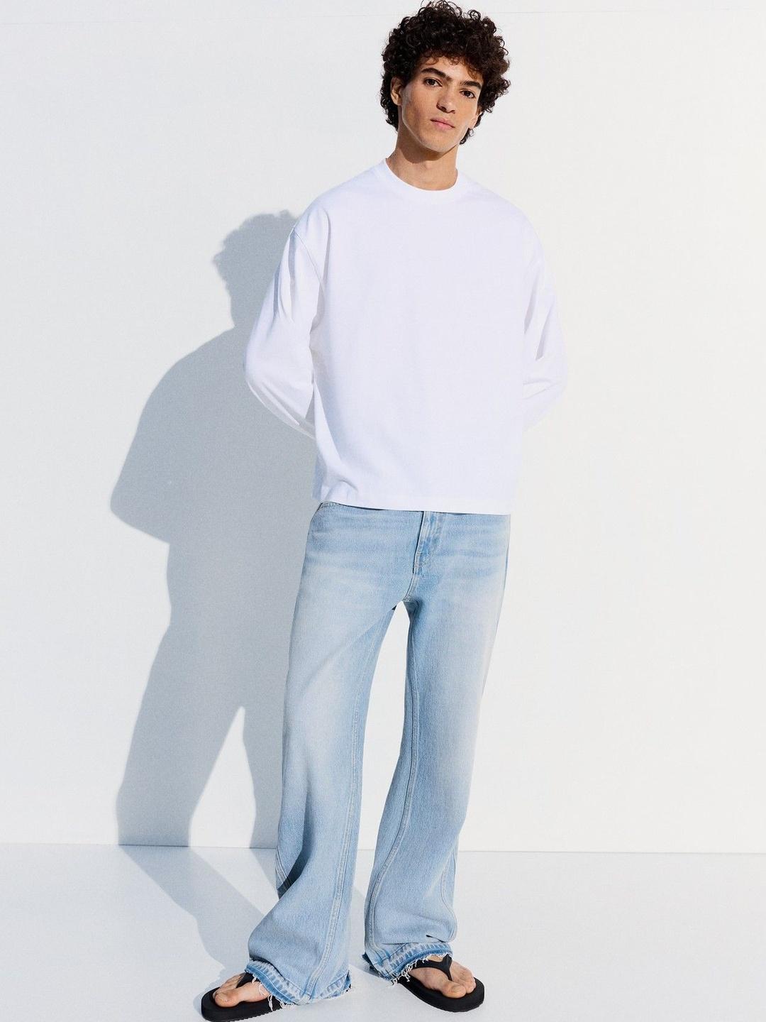 Bershka Men Straight Flared Pure Cotton Jeans - Image 1