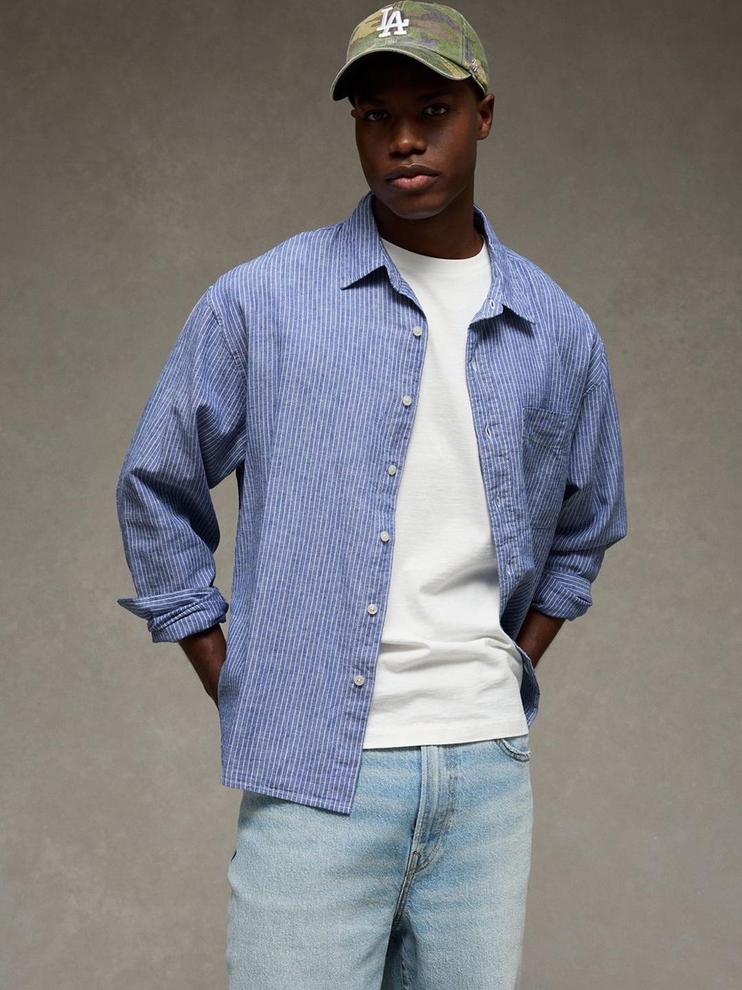 American Eagle Outfitters Men Striped Casual Shirt - Image 1