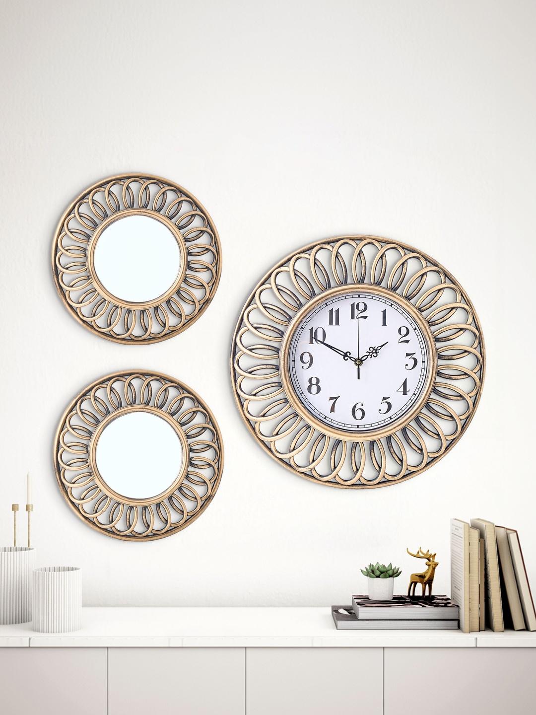 Buy Home Centre Corvus Cairo 3-Pcs Decorative Clock With Mirror